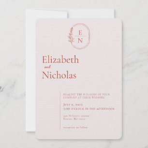 Convite Moderno Minimalista Casamento Terracota e Blush