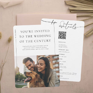 Convite Moderno Minimalista Detalhes de Casamento em Fot