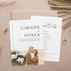 Convite Moderno Minimalista Detalhes do Casamento em Fot