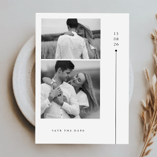 Convite Moderno Minimalista Dois Fotos Casamento Save The