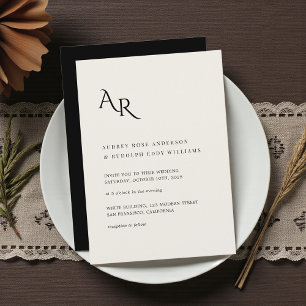 Convite Moderno Minimalista Elegante Casamento Preto Marfi