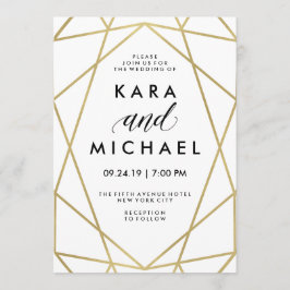 Convite Moderno minimalista Faux Dourado em branco