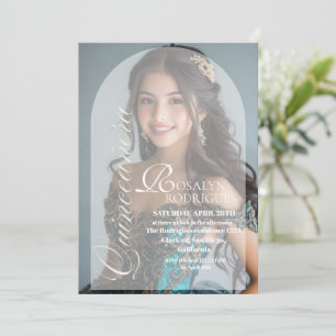 Convite Moderno & Minimalista Foto Quinceanera Dourado Bra