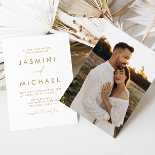 Convite Moderno Minimalista Fotografia Casamento Rótulo Do