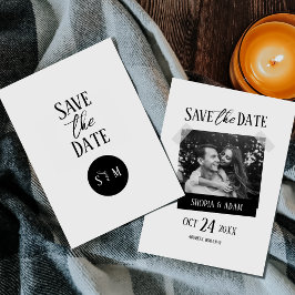 Convite Moderno Minimalista Preto e Branco Save the Date