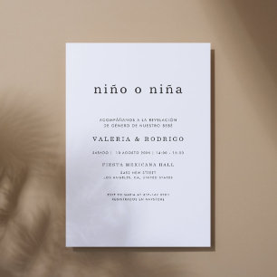 Convite Moderno Minimalista Revelação do Sexo Nino o Nina