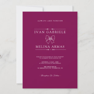 Convite Moderno Minimalista Roxo Casamento de Foto Elegant