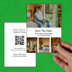 Convite Moderno minimalístico 4 Photo Save the Date card