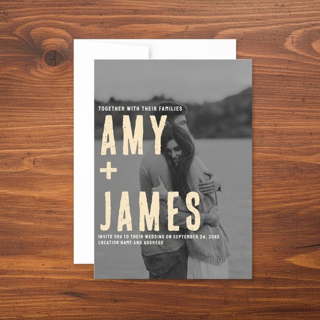 Convite Moderno Minimize seu casamento com Foto e Código Q (Modern Minimal your Photo and QR Code wedding Invitation.)