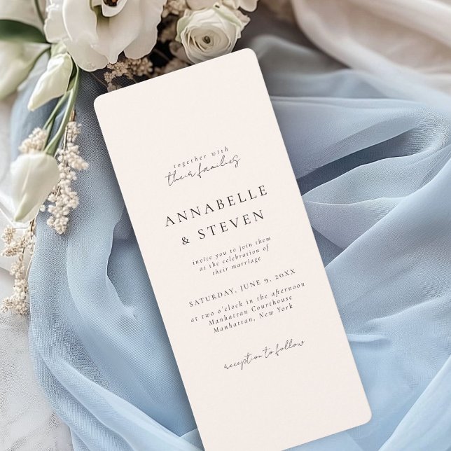 Convite Moderno, mínimo, bege, casamento (Photo, Modern, Minimal, Beige, Wedding Invitation)