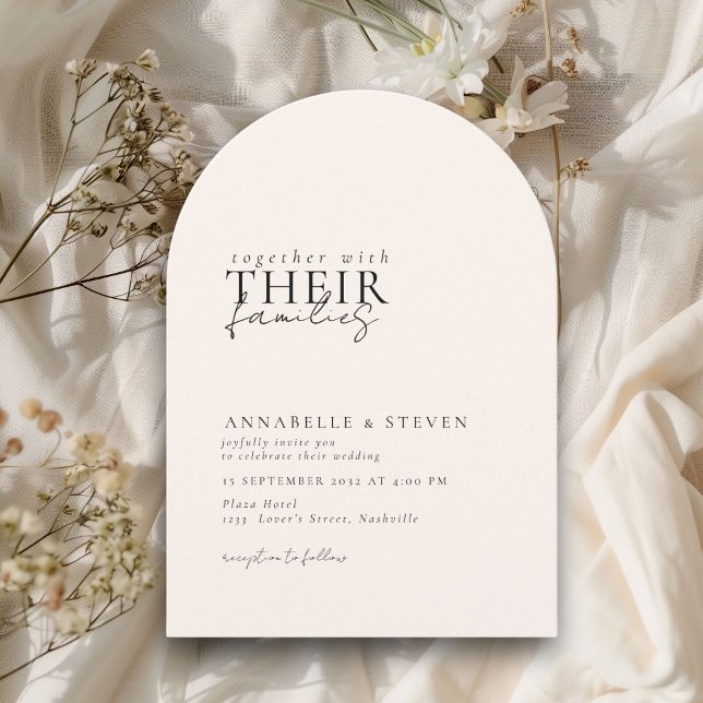 Convite Moderno, mínimo, bege, casamento (Modern, Minimal, Beige, Arch Wedding Invitation)