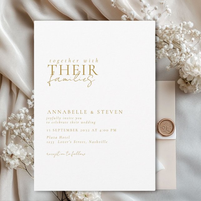Convite Moderno, Mínimo, Branco, Casamento (Modern, minimal, elegant, handwriting font, white Wedding Invitation.)