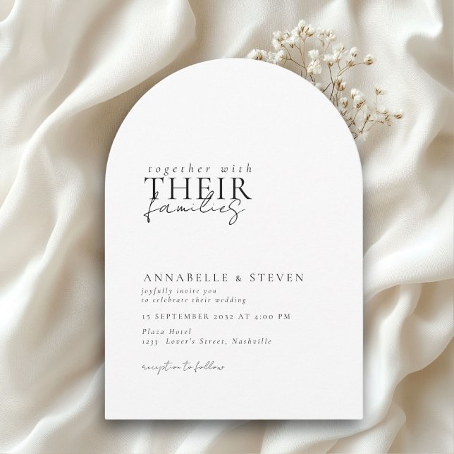 Convite Moderno, Mínimo, Branco, Casamento (Modern, Minimal, White, Wedding Invitation)