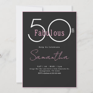 Convite Moderno Mínimo Cinquenta e Fabuloso Aniversário de