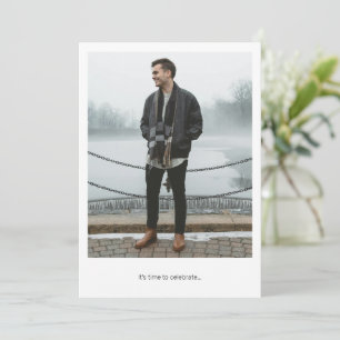 Convite Moderno Mínimo Dois Graduação de Foto em Branco Pr