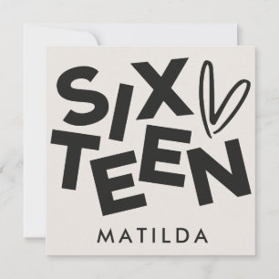 Convite Moderno mínimo ousado tipografia de 16 anos