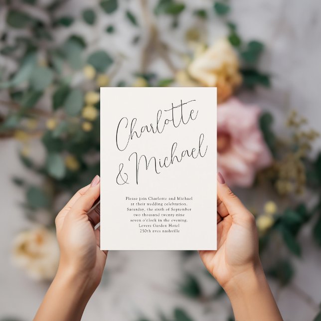 Convite Moderno, Mínimo, Tipografia, Casamento (Modern, Minimal, Typography, Wedding Invitation.)