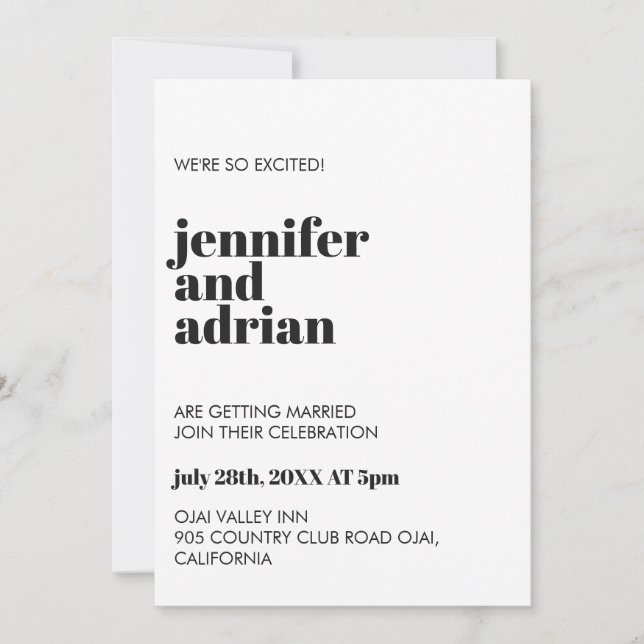 Convite Moderno Moderno Retro Branco (Frente)