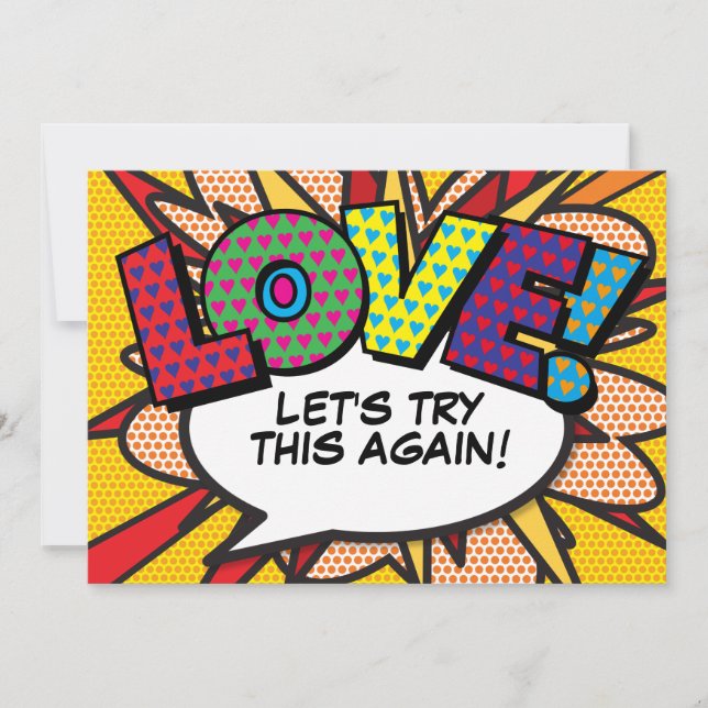 Convite Moderno Mude a Diversão da Comic Book em Data (Frente)