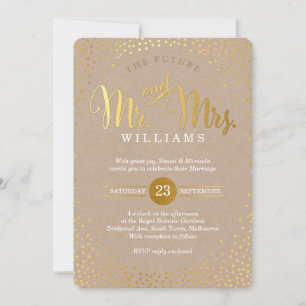 Convite MODERNO NA MODA WEDDING - minigold confetti kraft