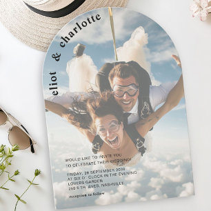 Convite Moderno, Negrito, Foto, Casamento, Arco