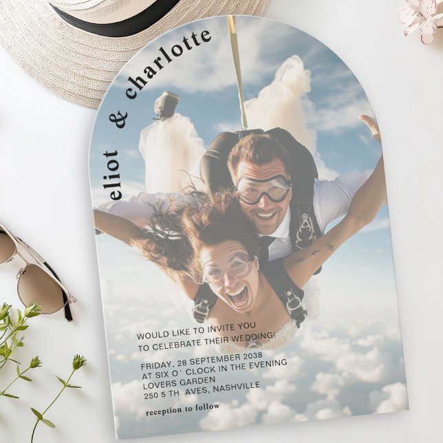 Convite Moderno, Negrito, Foto, Casamento, Arco (Modern, Bold, Photo, Wedding, Arch Invitation)