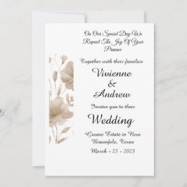 Convite Moderno para Casamento Beige Elegante