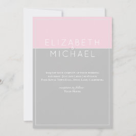 Convite Moderno para Casamento de Cinzas Rosa-Açúc