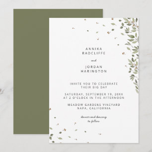Convite Moderno para Casamento de Verde Orgânico