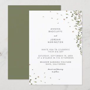 Convite Moderno para Casamento de Verde Orgânico 