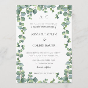 Convite Moderno Para Casamento Do Quadro Eucalipto