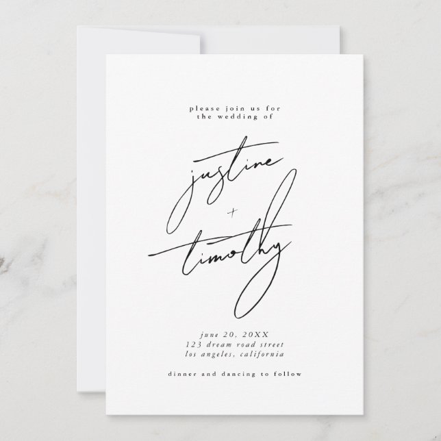 Convite Moderno para Casamento Minimalista (Frente)