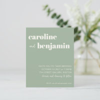 Convite Moderno para Casamento Verde - Sage Bold