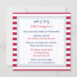 Convite Moderno Patriótico 4º de julho Partido Barbeque de