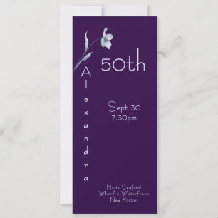 Convite Moderno Plum Noir Vertical Floral 50º Aniversário