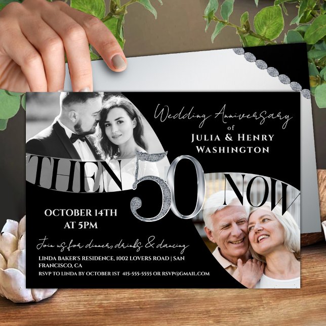 Convite Moderno Prestígio 50º Aniversário de Casamento (Criador carregado)
