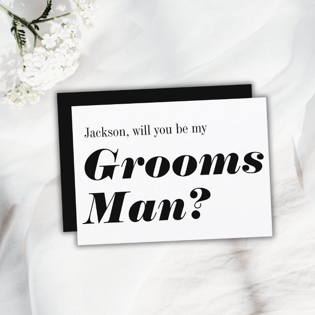 Convite Moderno Preto Branco Será Meu Padrinho (Modern Black White Will You Be My Groomsman Invitation
)