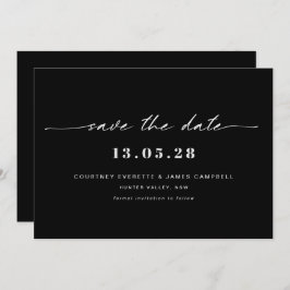 Convite moderno preto e branco para salvar a data
