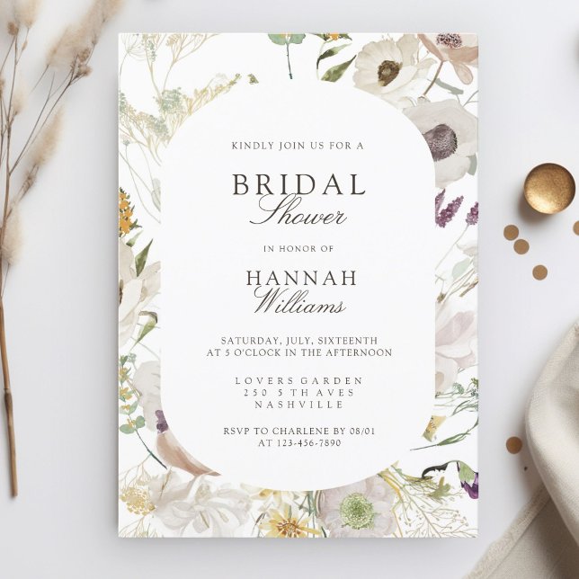 Convite Moderno, primavera Chá de panela (Modern, floral, boho, spring wedding invitation. Print+Download)
