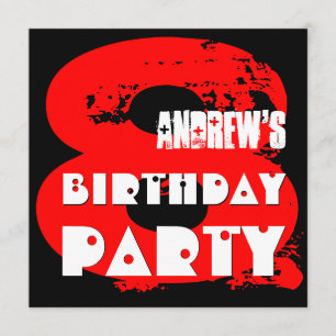 Convite Moderno RED 8ª Festa de aniversário V11 de 8 anos