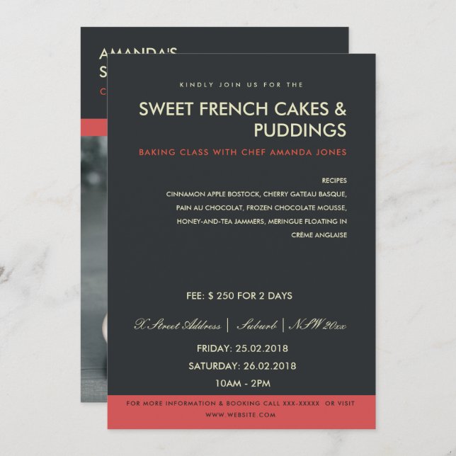 CONVITE MODERNO RED BLACK PHOTO WORKSHOP INVITE MODELO (Frente/Verso)