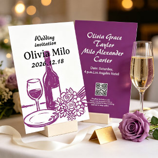 Convite Moderno Romântico Chic Rico Roxo Casamento Elegant