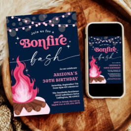 Convite Moderno Rosa Bonfire, Bacia Bonfire