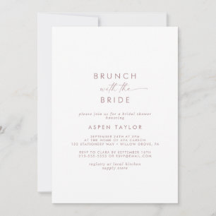 Convite Moderno Rosa, Dourado Script Brunch com a Noiva