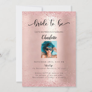 Convite Moderno, Rosegold Glitzer Bride para Einladung