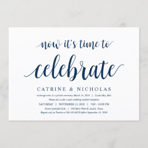 Convite Moderno Rústico, Azul Marinho Script, Casamento às