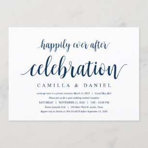 Convite Moderno Rústico, Azul Marinho Script, Casamento In