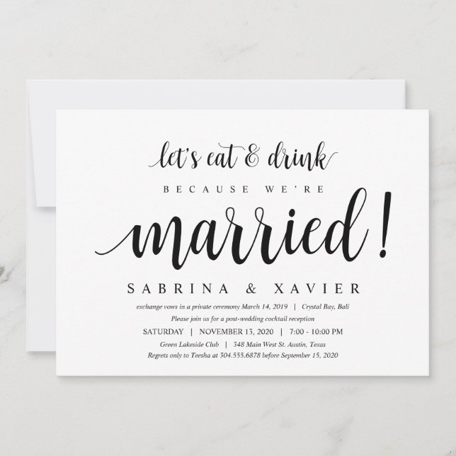 Convite Moderno Rústico, Casamento às Pressas com Letra Pr (Frente)
