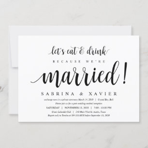 Convite Moderno Rústico, Casamento às Pressas com Letra Pr