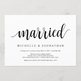 Convite Moderno Rústico, letra preta, Casamento às escondi